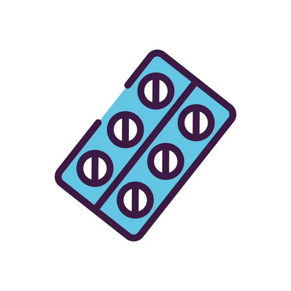 Concept de soins de santé, icône de blister médicamenteux, style de couleur ligne — Image vectorielle