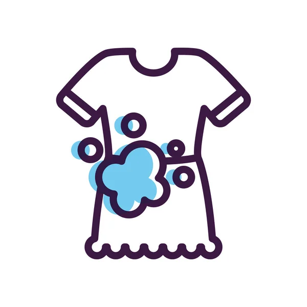 Concept de soins de santé, t-shirt avec icône de l'eau savonneuse, style de couleur ligne — Image vectorielle