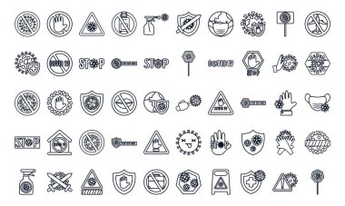 Covid19 durağının simge seti, satır biçimi