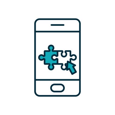 yapboz simgesi olan akıllı telefon, yarı satır yarı renk