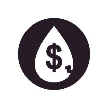 Kırık yağ damlası ve para sembolü simgesi, siluet tarzı