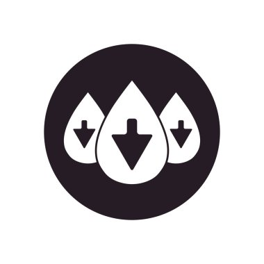 Simge aşağı ok ile yağ damlaları, siluet tarzı