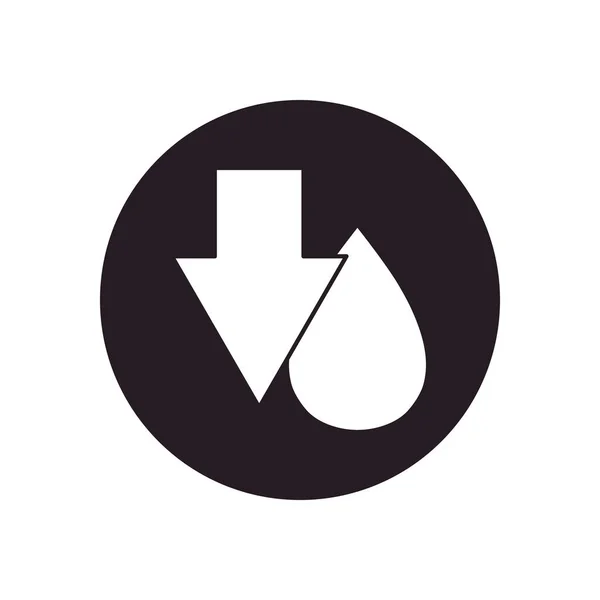 Öl-Crash-Konzept, Pfeil und Öltropfen-Symbol, Silhouette-Stil — Stockvektor