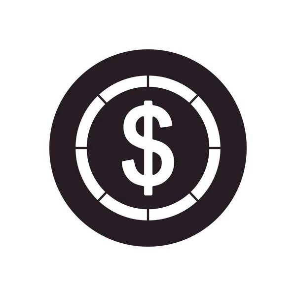 Oil crash concept, money coin icon, silhouette style — Stock Vector