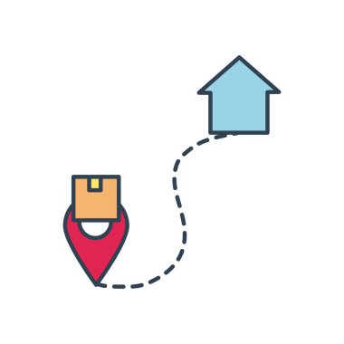 konum broşu paket kutusu ve ok simgesi, satır ve doldurma biçimi