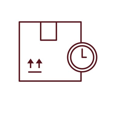 paket kutusu ve saat simgesi, satır biçimi