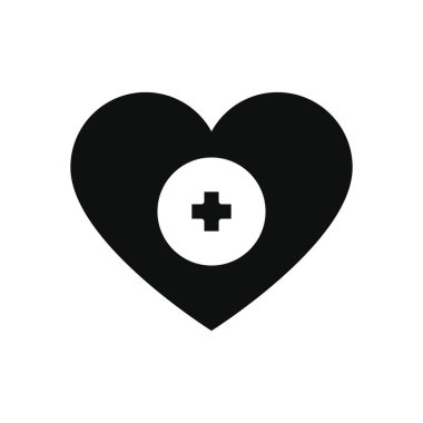 Hayır işi ve bağış konsepti, tıbbi haç ikonu olan kalp, siluet tarzı.