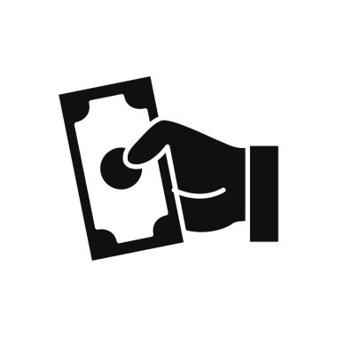 İnsani yardım konsepti, el ile para fatura simgesi, siluet tarzı