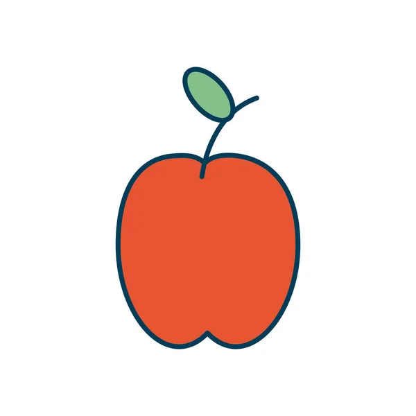 Icône de fruit de pomme, ligne et style de remplissage — Image vectorielle
