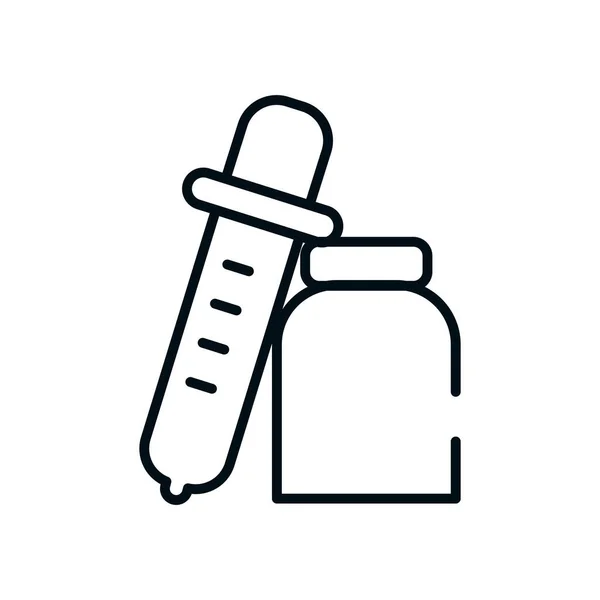 Pipette und Testflaschensymbol, Linienstil — Stockvektor