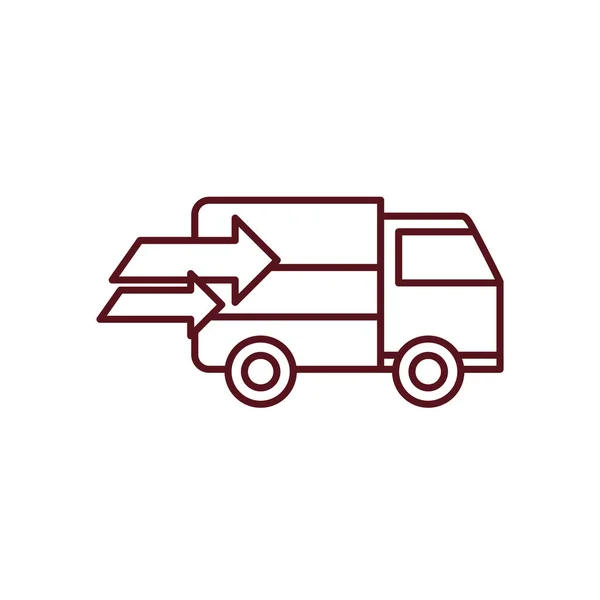 Concetto di consegna veloce, camion carico con le frecce icona, stile linea — Vettoriale Stock