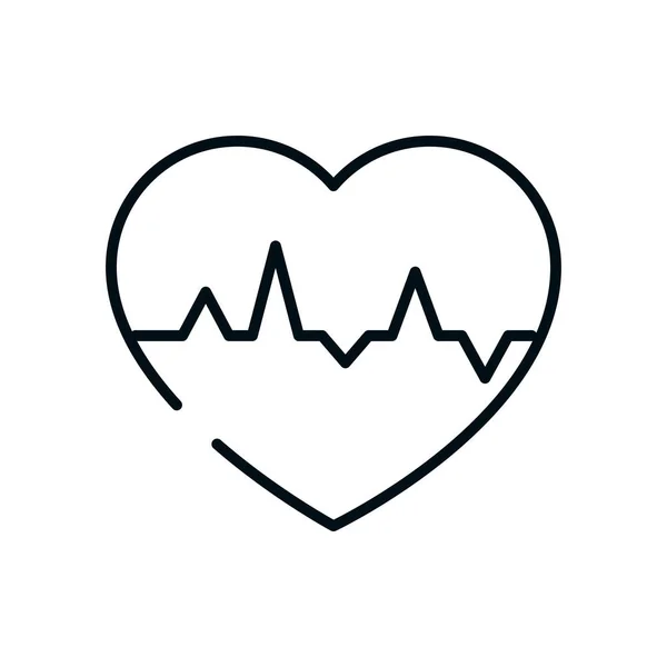 Cardio heart icon, line style — Stock Vector