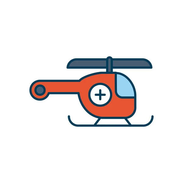 Icono del helicóptero médico, línea y estilo de relleno — Vector de stock