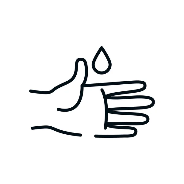 Hand- und Wassertropfen-Symbol, Linienstil — Stockvektor