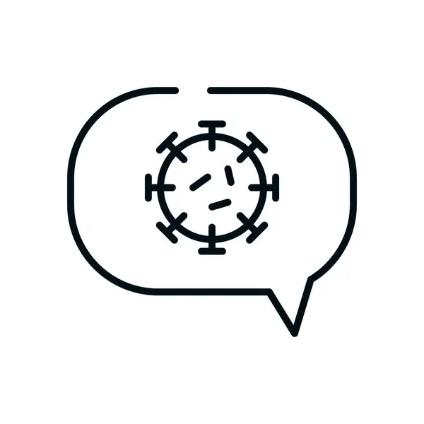 Burbuja de voz con el icono de coronavirus, estilo de línea — Vector de stock