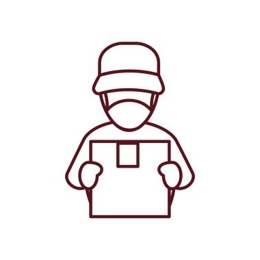 Bir paket simgesi taşıyan teslimatçı, satır biçimi