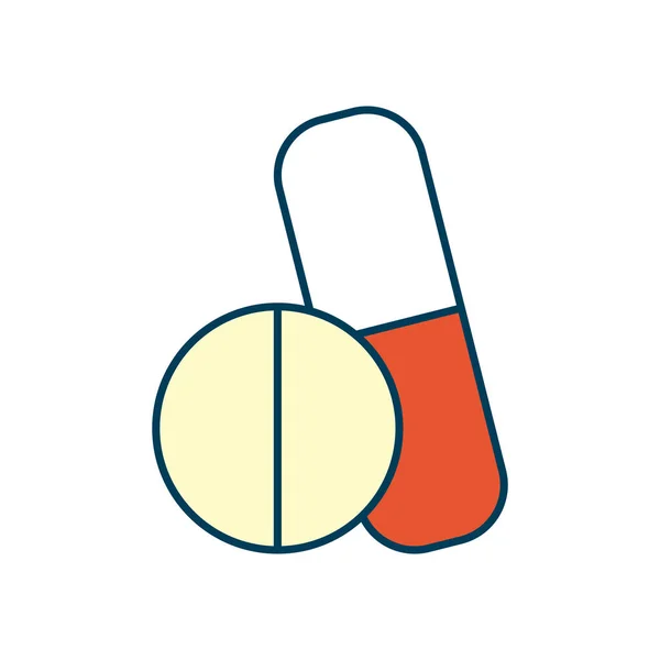 药丸和胶囊图标,线条和填充风格 — 图库矢量图片