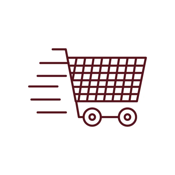 Conceito de entrega rápida, ícone de carrinho de supermercado, estilo de linha — Vetor de Stock