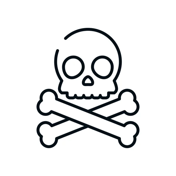 Crânio e ossos cruzados ícone, estilo de linha —  Vetores de Stock