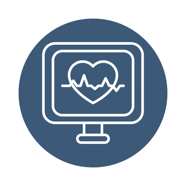 Icône du moniteur cardio, style bloc — Image vectorielle