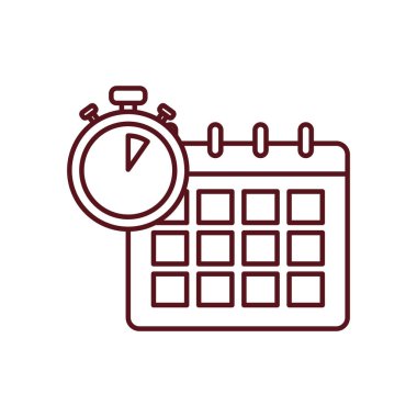 takvim ve kronometre simgesi, satır biçimi