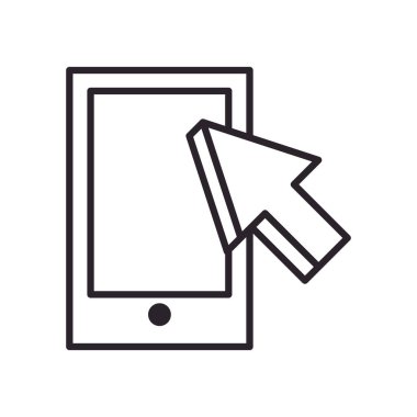 Çapraz ve imleç çizgisi biçim vektör tasarımlı akıllı telefon