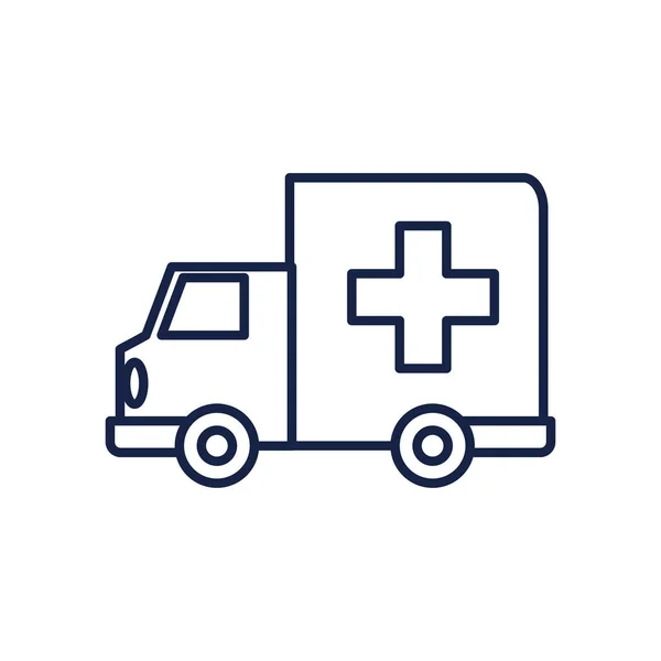 Cruz dentro de la línea de ambulancia icono de estilo de diseño vectorial — Vector de stock