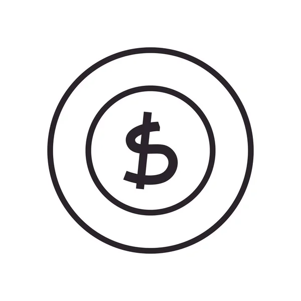 Dollar-Münzlinie syle icon vektor design — Stockvektor