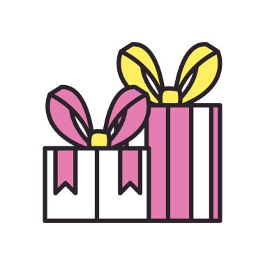 Gifts with bowties fill style icon vector design