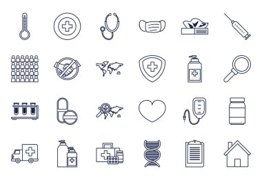 Covid 19 virüs çizgisi biçim vektör dizaynı