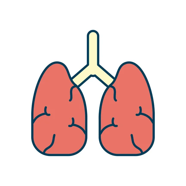 Icono de órgano pulmonar, línea y estilo de relleno — Vector de stock