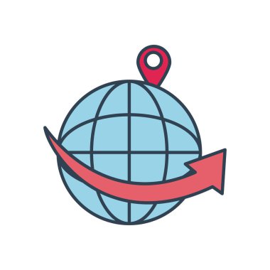 konum iğnesi ve ok simgesine sahip küresel küre, satır ve doldurma biçimi