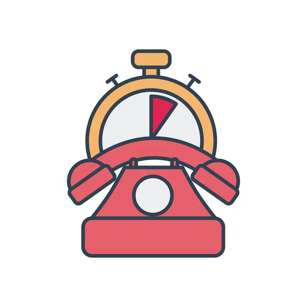 Teléfono y cronómetro icono, línea y estilo de relleno — Vector de stock