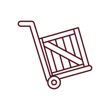 Hızlı dağıtım konsepti, kutu simgesi olan el arabası, satır biçimi