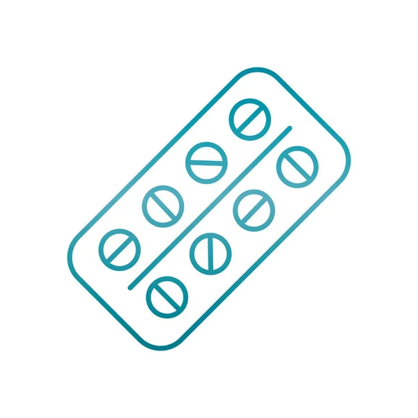 Tabletki medyczne blister ikona, gradientowy styl — Wektor stockowy