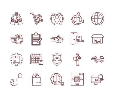 kronometreler ve hızlı dağıtım simgesi seti, satır biçimi