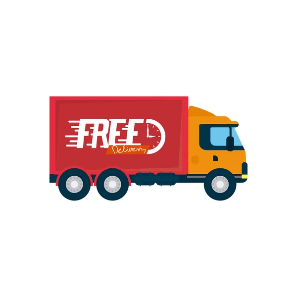 Icône de camion de fret de livraison gratuite, design coloré — Image vectorielle