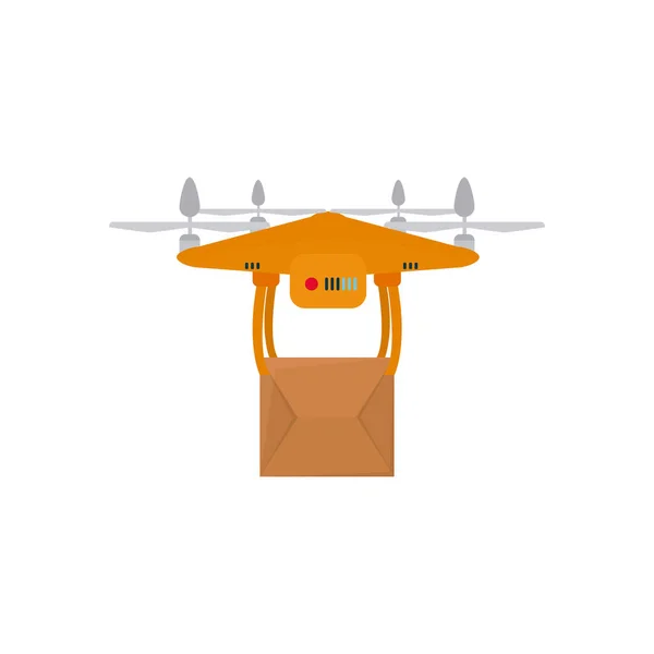 Concept de livraison gratuite, drone avec icône de boîte de paquet, design coloré — Image vectorielle