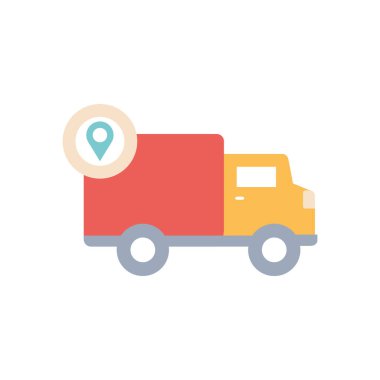 konum pin ve kargo kamyonu simgesi, blok biçimi