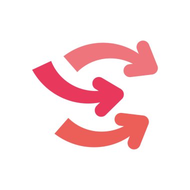 eşzamanlama ve dağıtım okları simgesi, düz biçim