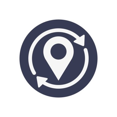 Hızlı dağıtım konsepti, konum iğnesi etrafında oklar, blok biçimi