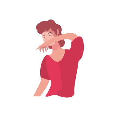 Düz simge vektör tasarımında hapşıran adam