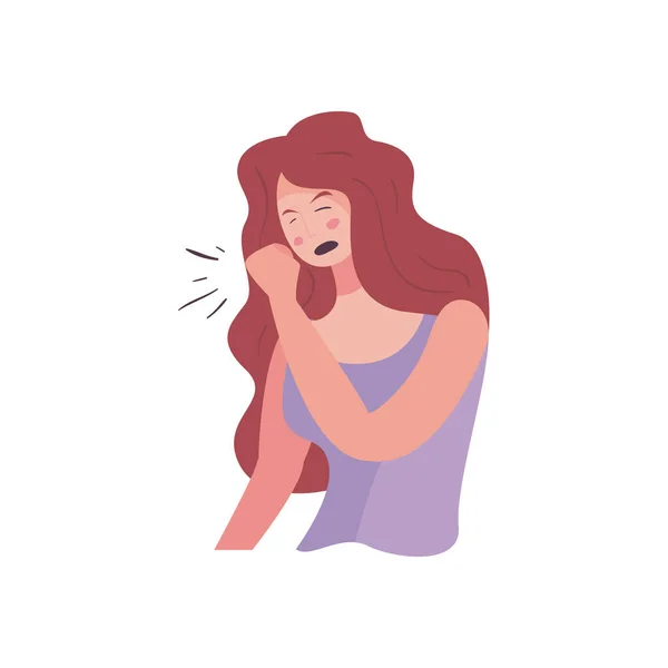 Woman coughing flat style icon vector design — Stock Vector