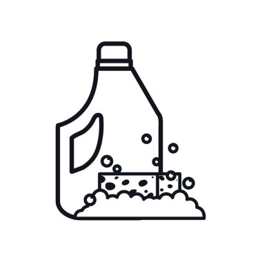 sabun ve deterjan şişesi çizgisi biçim vektör tasarımlı sünger