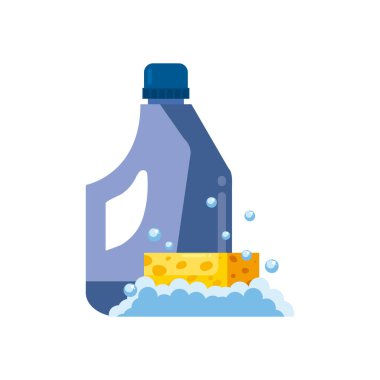 sabun ve deterjan şişesi düz stil ikon vektör tasarımlı sünger