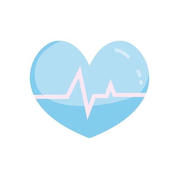 Heart with pulse flat style icon vector design — Stock Vector