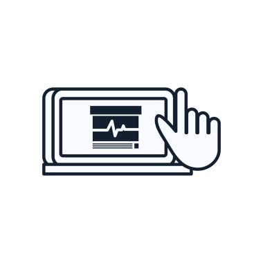 Laptop ve imleç çizgisi biçim vektör tasarımı içinde nabız