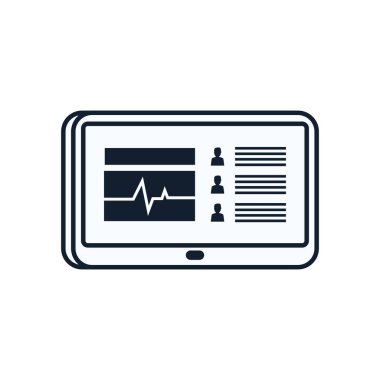 Tablet satırı biçim vektör tasarımında kalp atışı