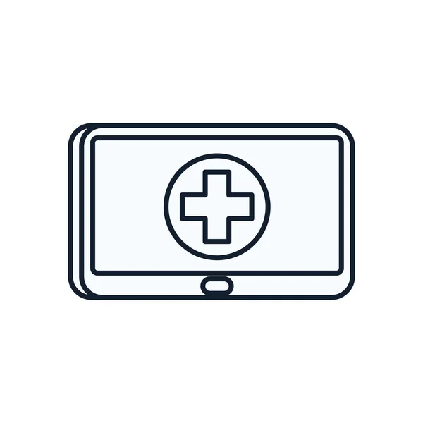 Cross inside tablet line style icon vector design — Stock Vector