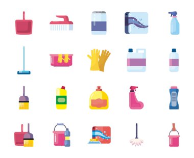 Temizleme servisi düz biçim ikonu vektör dizaynı